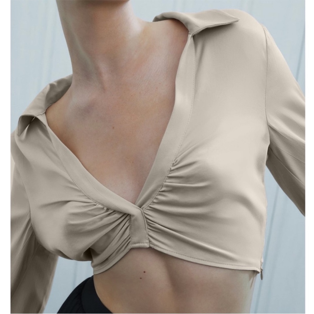 Zara Satin Cropped Blouse